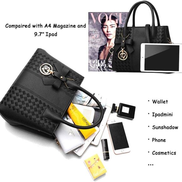 Purses and Handbags for Women Fashion Ladies PU Leather Top Handle Satchel Shoul - Picture 4 of 7